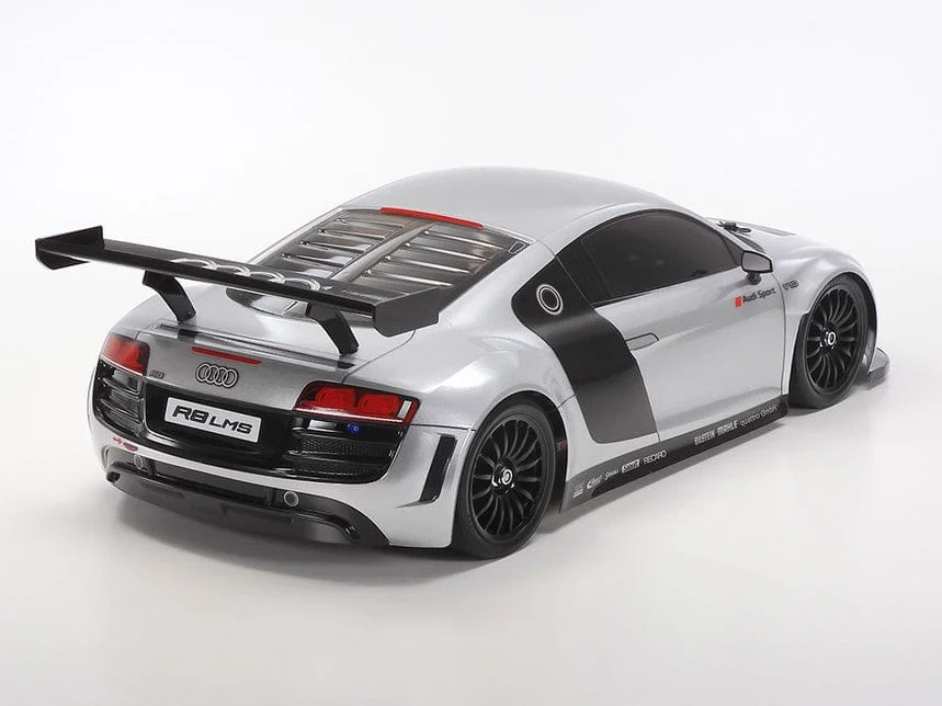 Tamiya 1/10 Audi R8 LMS 2008 (TT-02) RC Car Kit - Limited Edition Silver Painted Body - Image 2