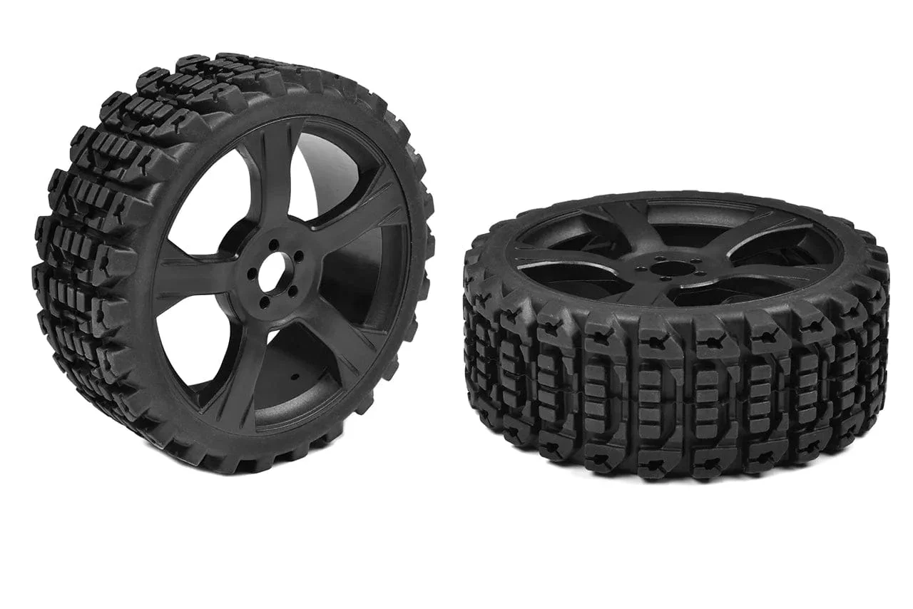 Team Corally Off-Road 1/8 Buggy Tires - Xprit - Low Profile - Glued on Black Rims - 1 pair [C-00180-611]
