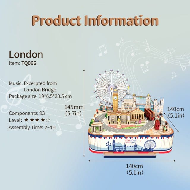 Tonecheer London Music Box Wooden Model Kit [TQ066] - Image 2