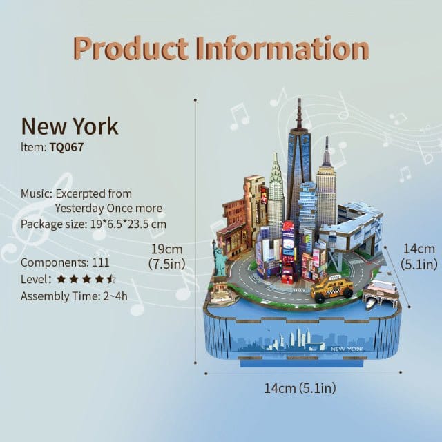 Tonecheer New York Music Box Wooden Model Kit [TQ067] - Image 2