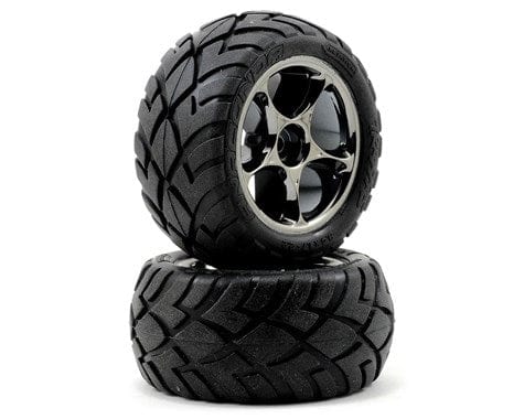 Traxxas 2478A Anaconda Rear Tires On Black Chrome Rims (2)