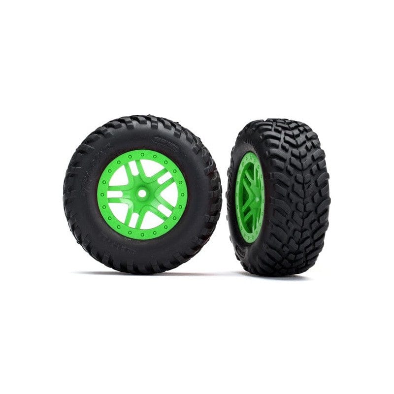 Traxxas 5892G Slash 4x4 Wheels & Tires Premounted Green (2)