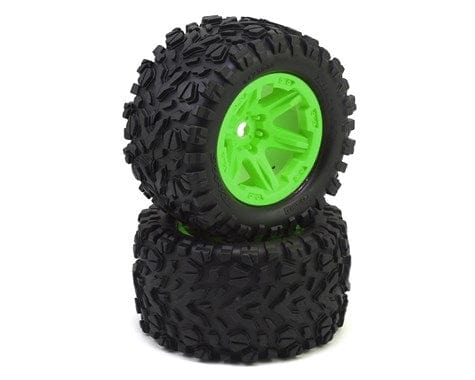 Traxxas 8672G Green 3.8 Pre-Mounted Talon Truck Tires (2)