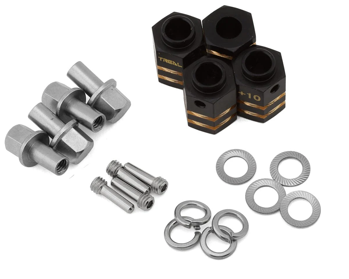 Treal Hobby Brass Extended Hex Hubs for Traxxas TRX-4 (Black) (4) (+10mm) [TLHTTRX4-20]