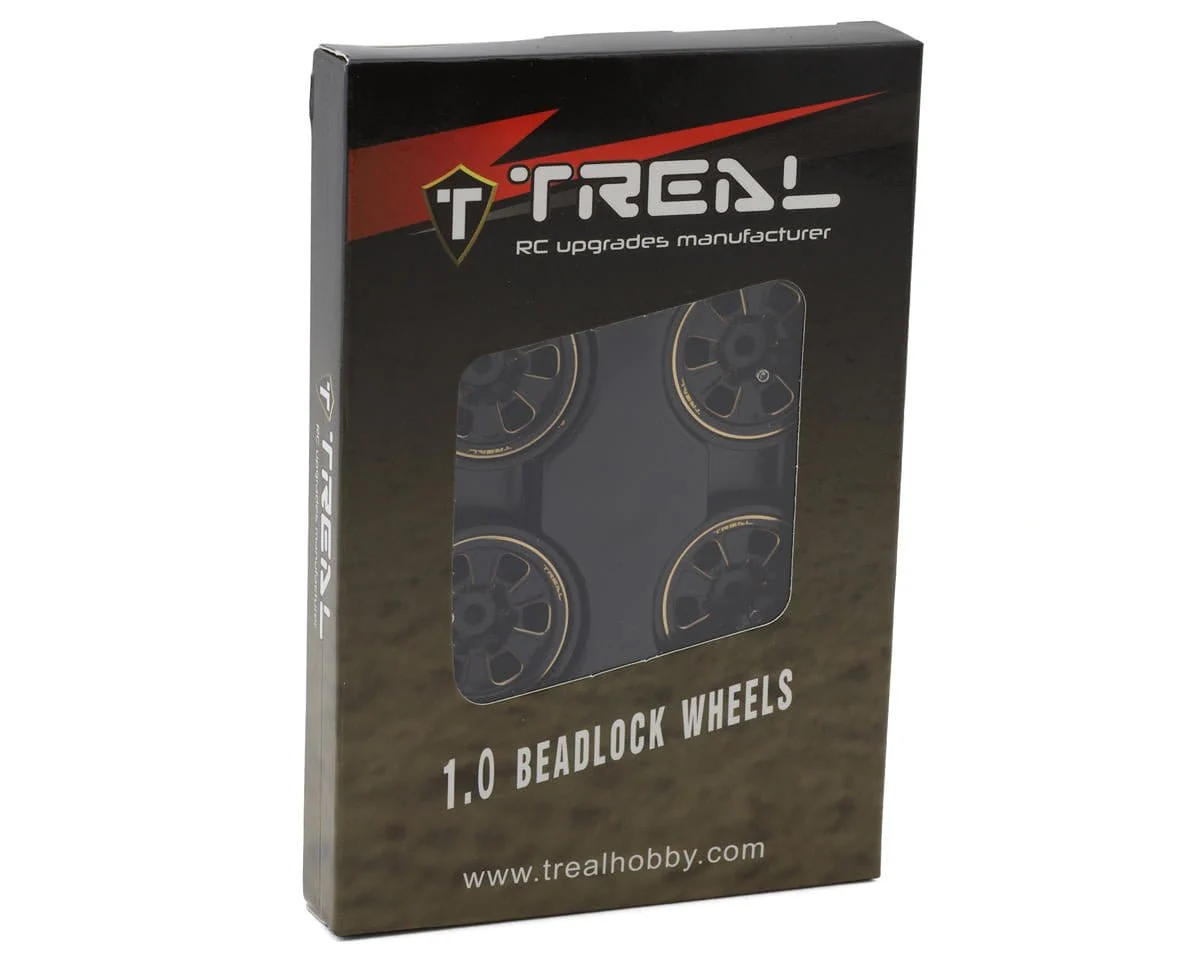 Treal Hobby Type B 1.0" 6-Spoke Brass Beadlock Wheels (Black) (4) (38.7g) [TLHTSCX24-111] - Image 3
