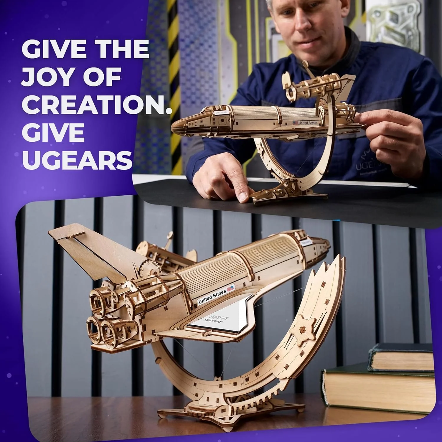UGears 70227 NASA Space Shuttle Discovery Wooden Model Kit - Image 4
