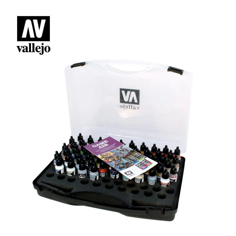 Vallejo Game Air Plastic Case 51 Colors, 8 Primers, 5 Auxiliary, Airbrush Cleaner