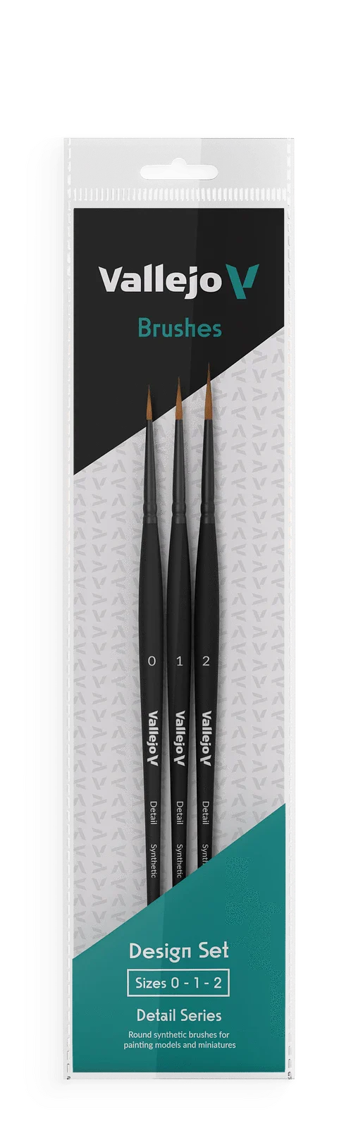 Vallejo Hobby Brushes: Detail Design Set - Synthetic fibers (Sizes 0, 1 & 2)