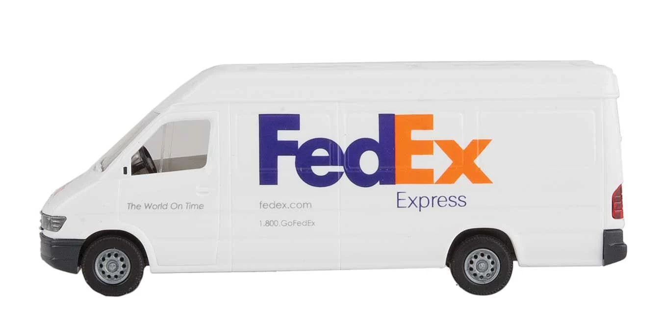 Walthers Scenemaster 12203 HO Delivery Van - Assembled - FedEx Express (white, purple, orange)