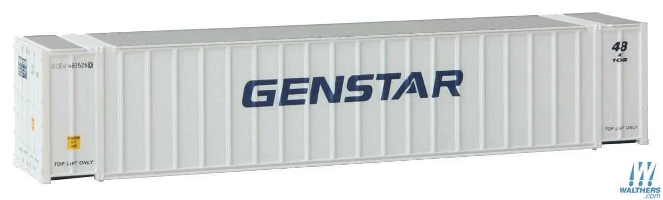 Walthers SceneMaster N 48ft Ribbed Side Container - Assembled - Genstar (white, blue)