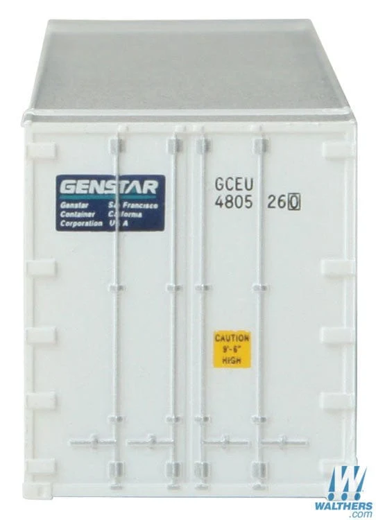Walthers SceneMaster N 48ft Ribbed Side Container - Assembled - Genstar (white, blue) - Image 2